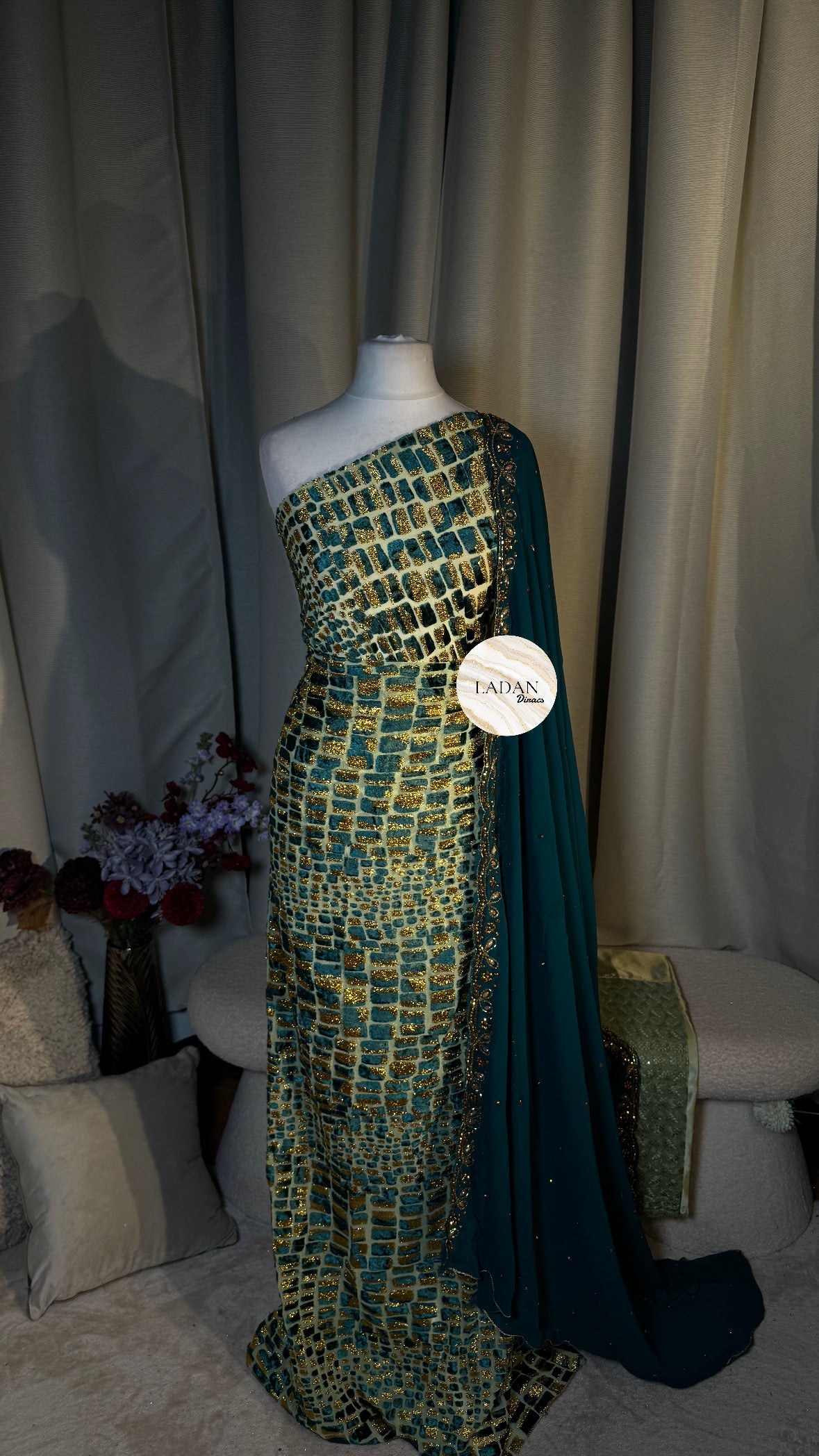Luxury Maqbal Collection | Mint Green & Teal Dirac Set