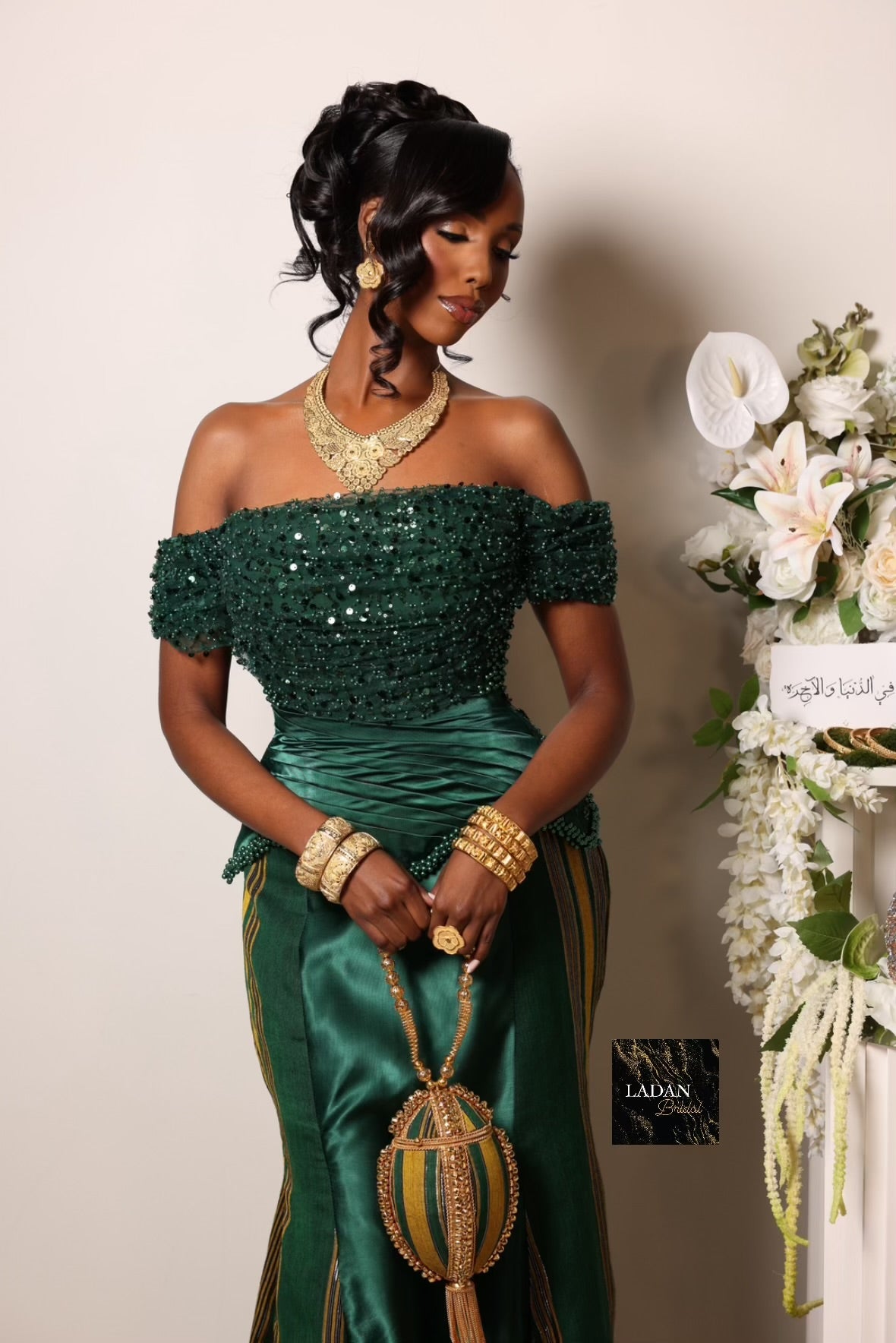 Hido iyo Dhaqan Bridal Corset Dress |Green