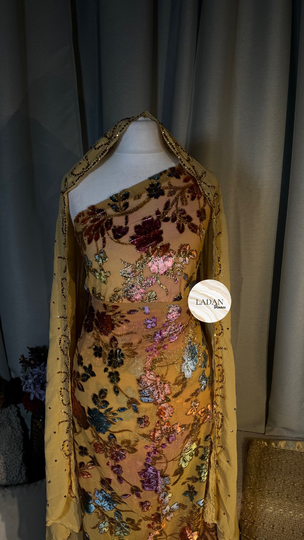Floral Maqbal Collection | Gold Dirac Set