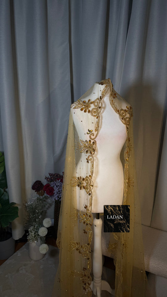 3 metre Gold Lace Veil
