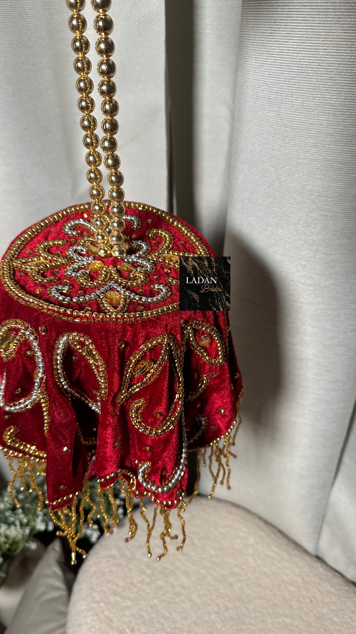 Velvet Embroidered Bag | Maroon