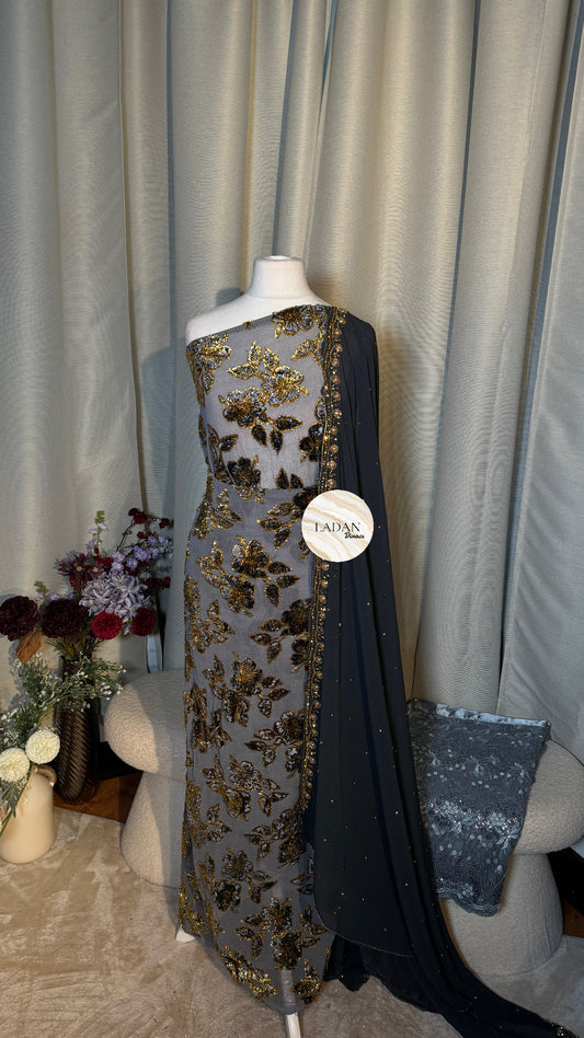 Luxury Maqbal Collection | Grey Dirac Set