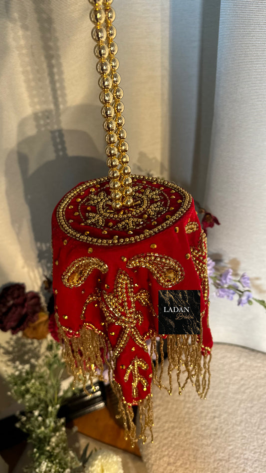 Velvet Embroidered Bag | Red