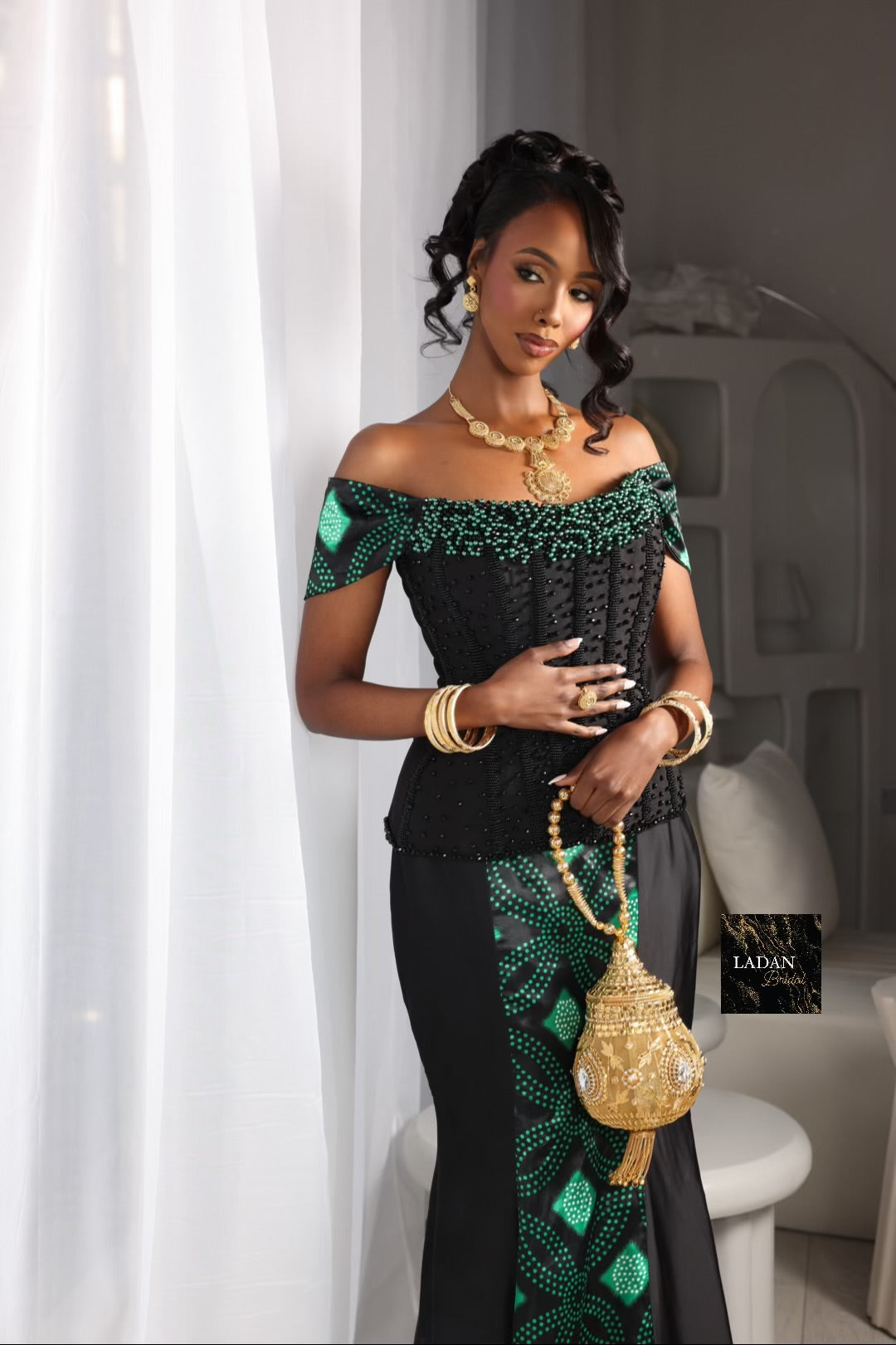 Black and Green Shaash Corset Dress
