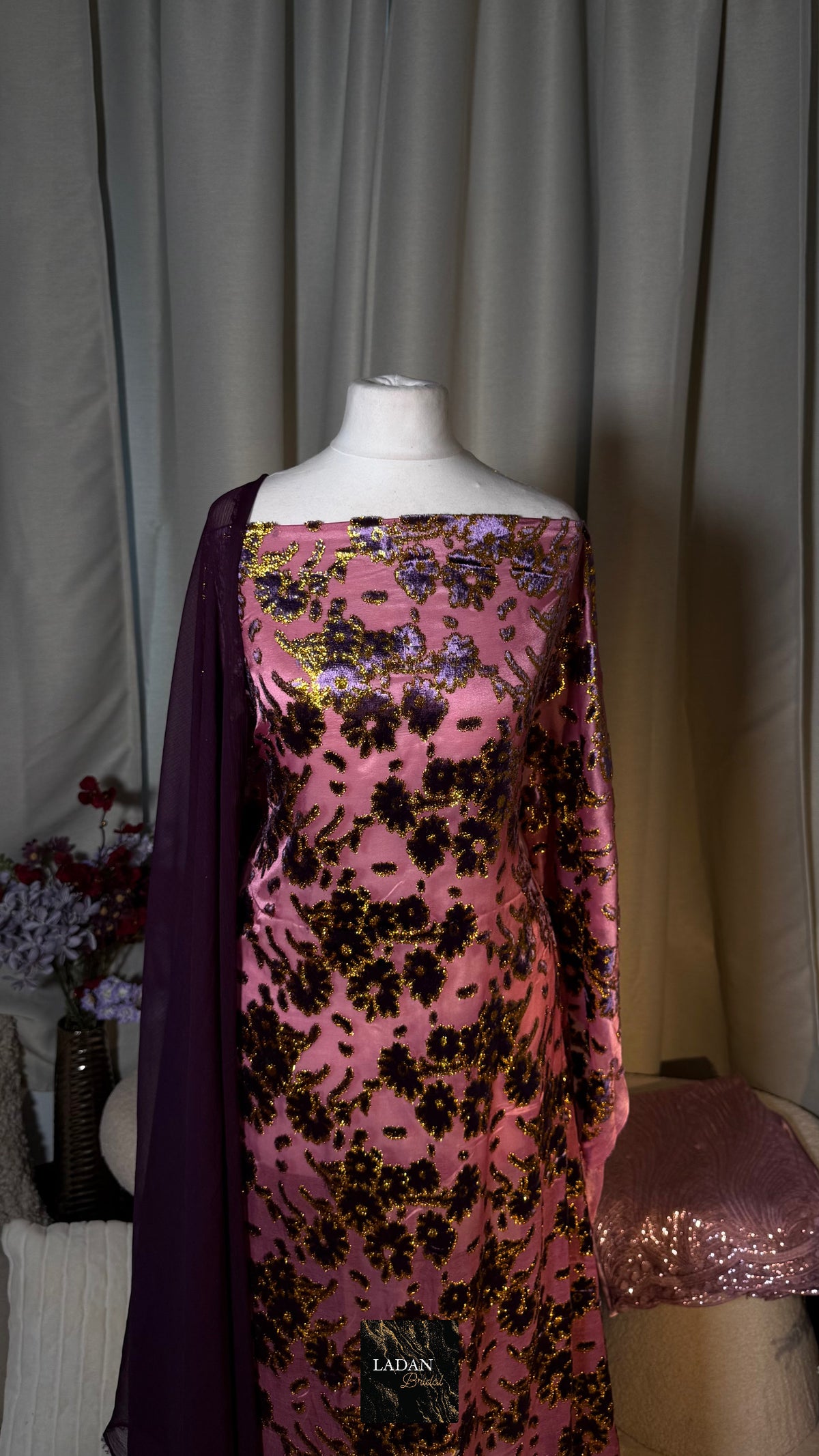 Floral Maqbal Collection | Purple Dirac Set