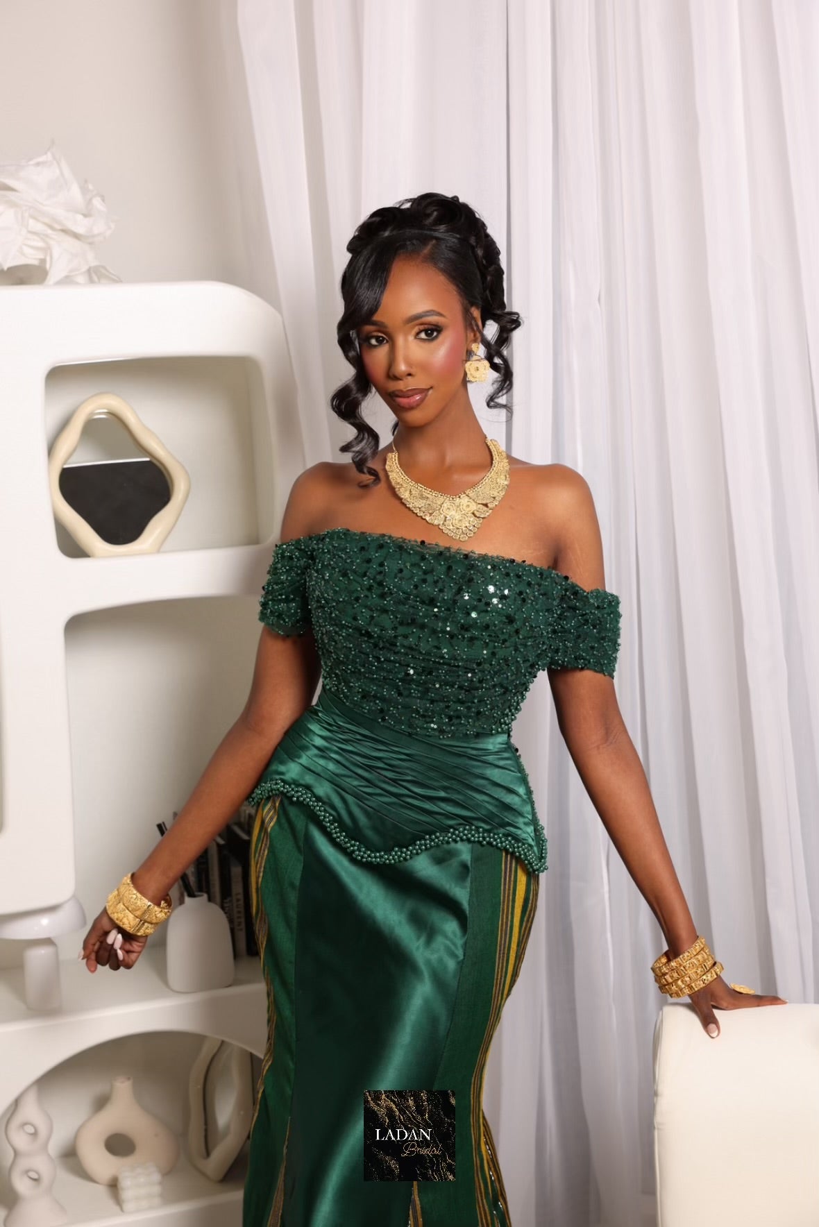 Hido iyo Dhaqan Bridal Corset Dress |Green