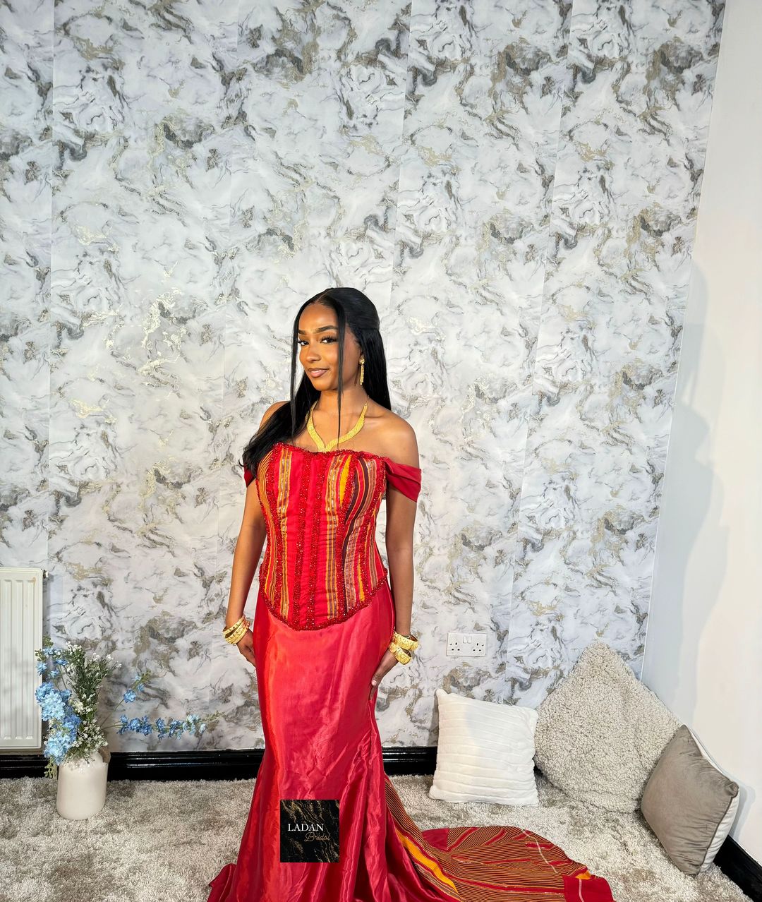 Hido iyo Dhaqan Bridal Corset Dress | Red | In Stock