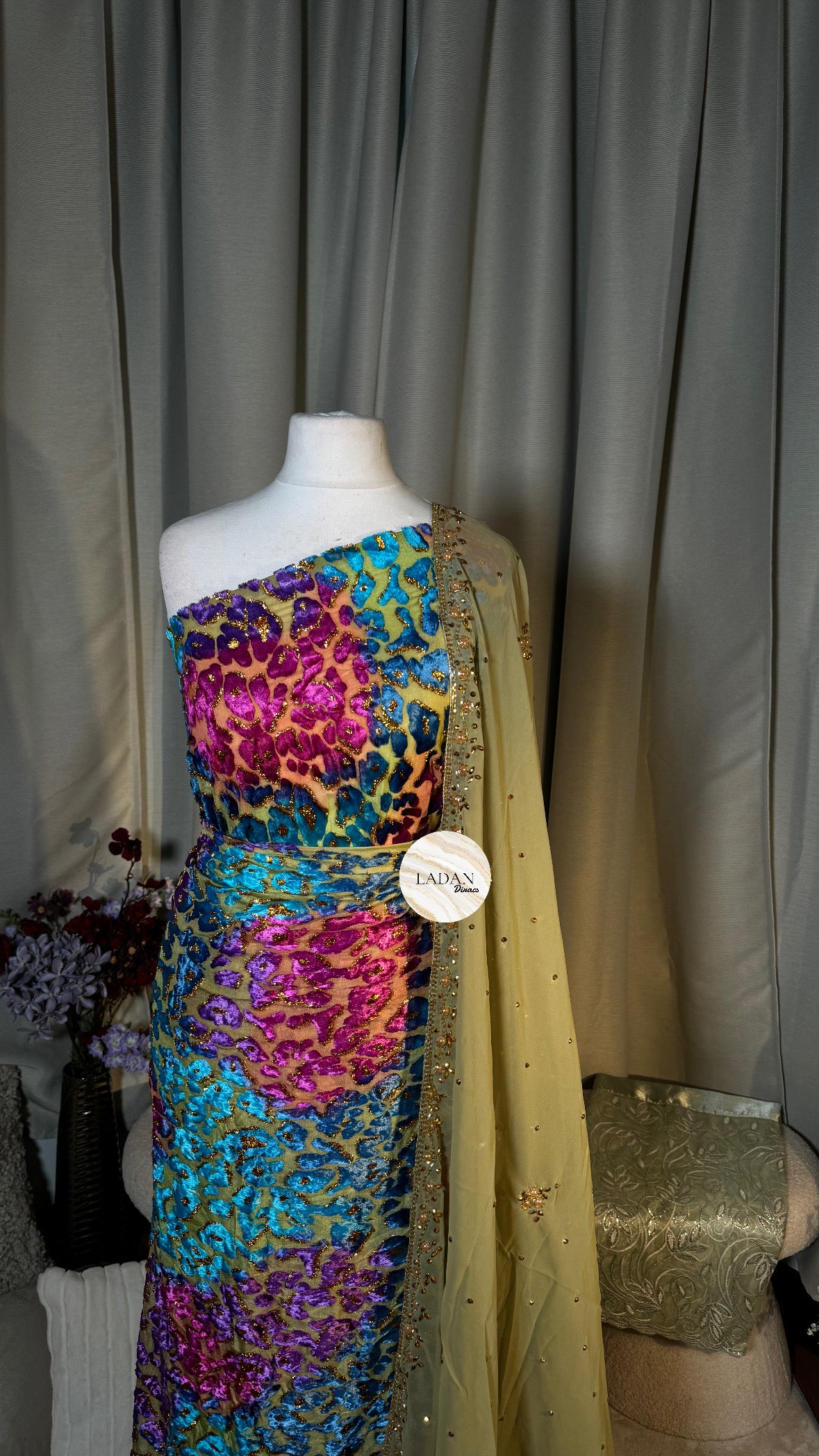 Leopard Maqbal Collection | Green/Blue/Pink/Purple Dirac Set
