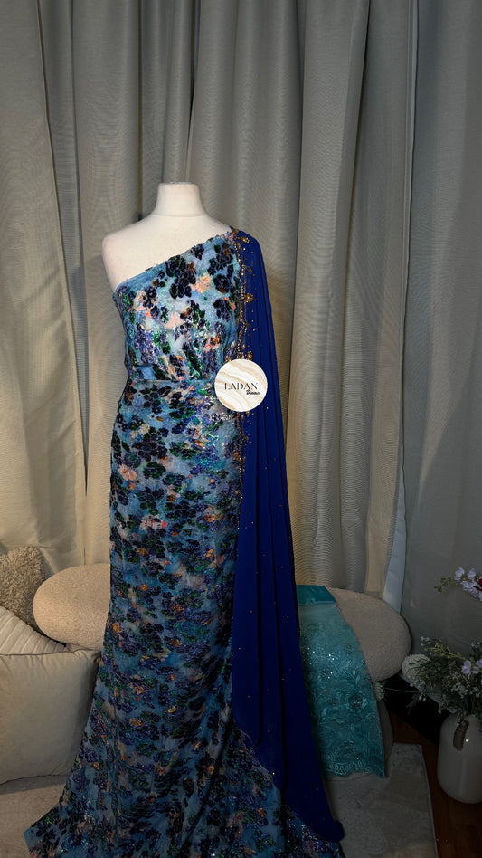 Bloom Maqbal Collection | Blue Dirac Set