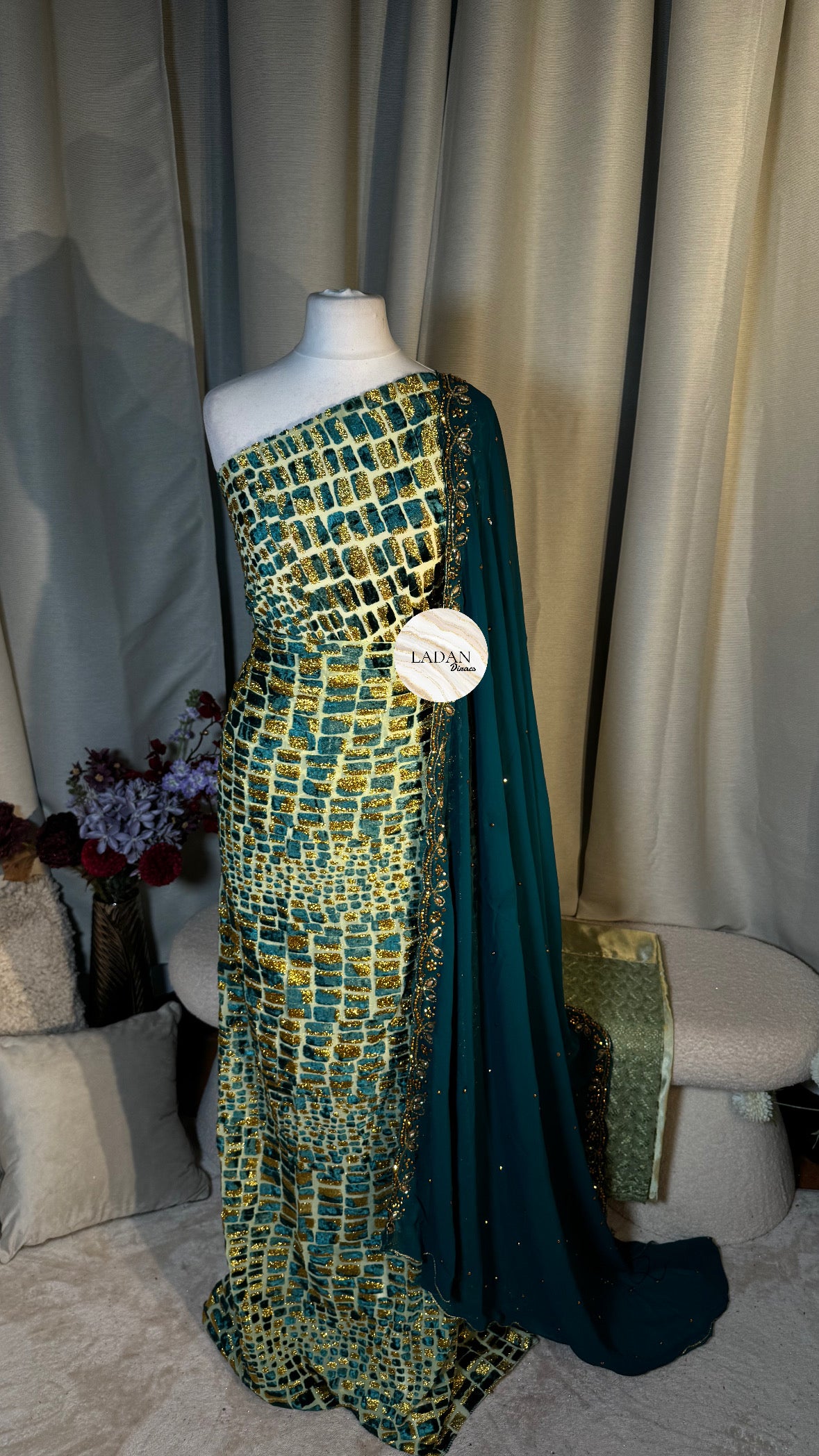 Luxury Maqbal Collection | Mint Green & Teal Dirac Set