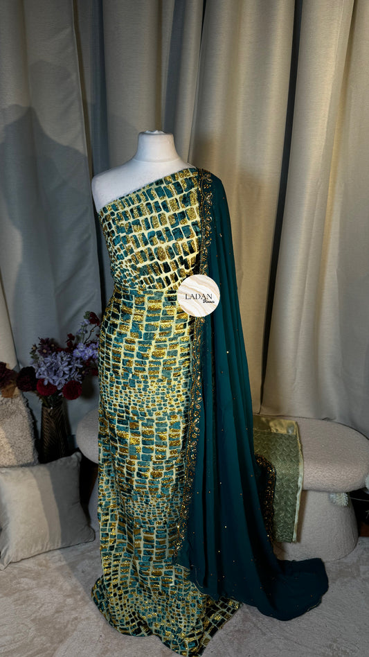 Luxury Maqbal Collection | Mint Green & Teal Dirac Set