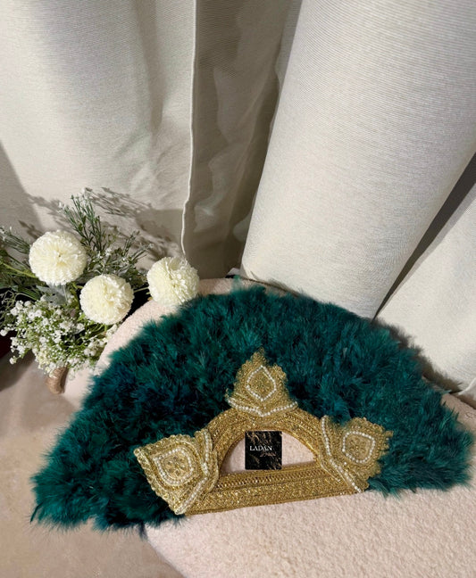 Handheld Feather Fan | Dark Green