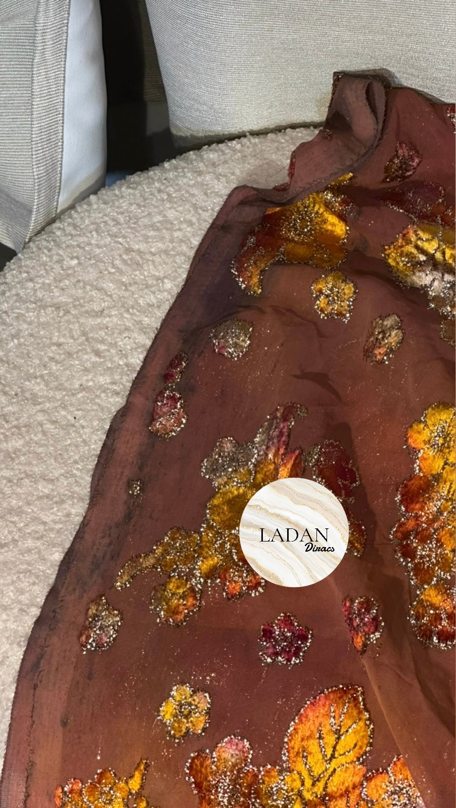 Floral Maqbal Collection | Wine & Brown Dirac Set - Damaged (images included