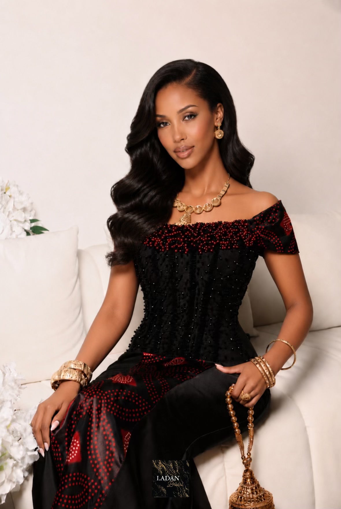 Black and Red Stone Shaash Corset Dress