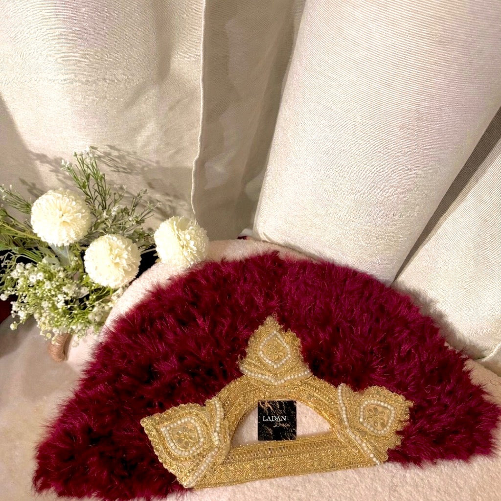Handheld Feather Fan | Maroon