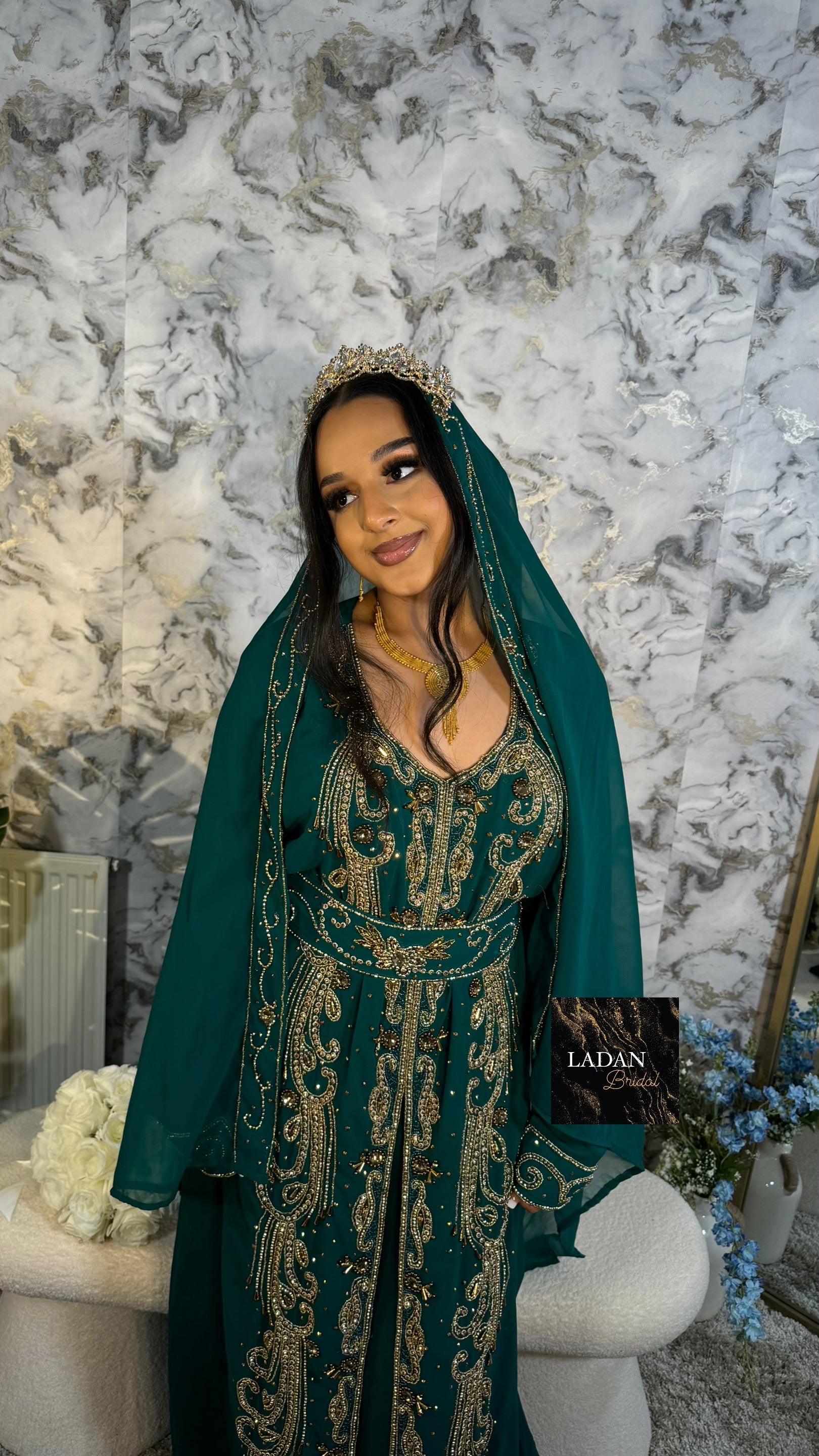 Qamar Nikkah Dress - Dark Green LADAN BRIDAL Qamar Nikkah Dress - Dark Green LADAN BRIDAL