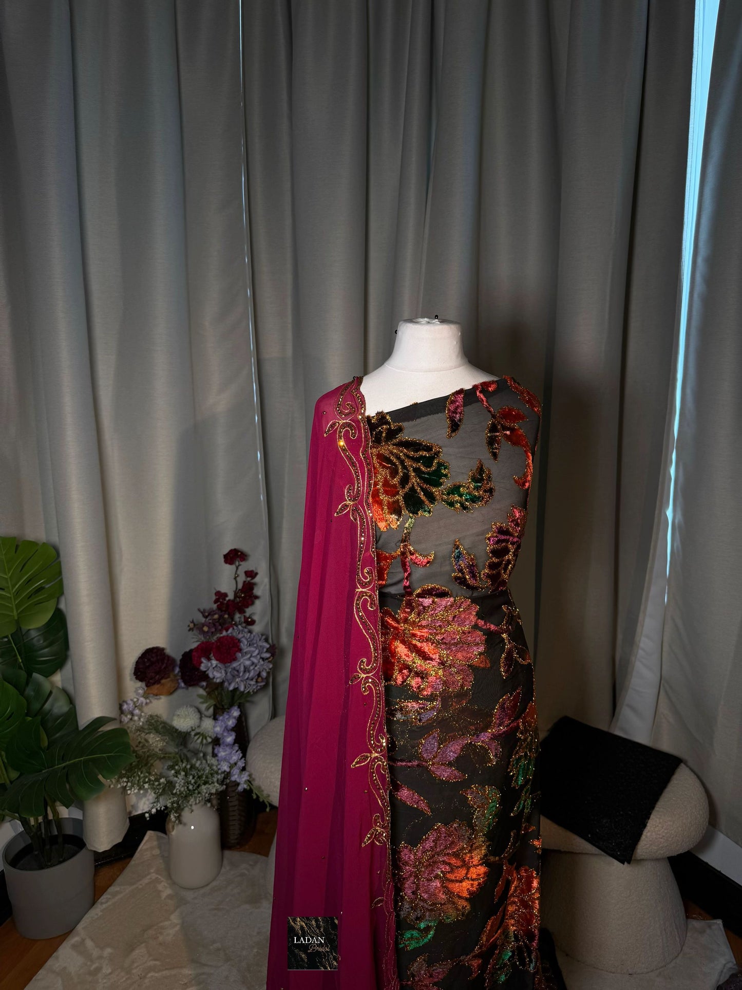 Floral Maqbal Collection | Purple, Orange, Green and Gold Dirac Set