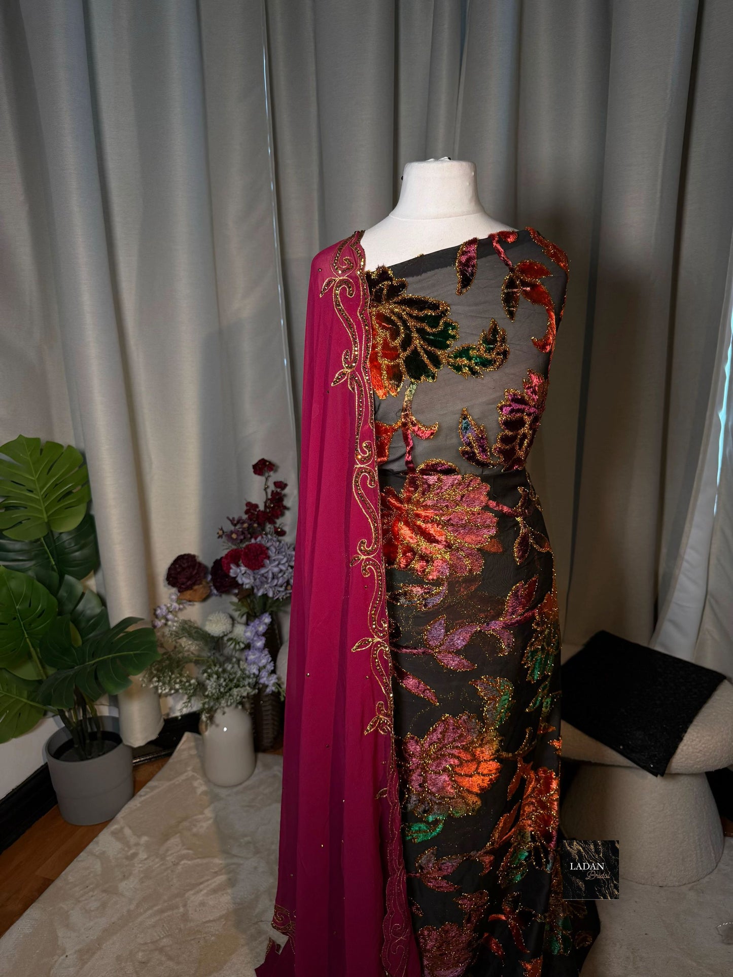 Floral Maqbal Collection | Purple, Orange, Green and Gold Dirac Set