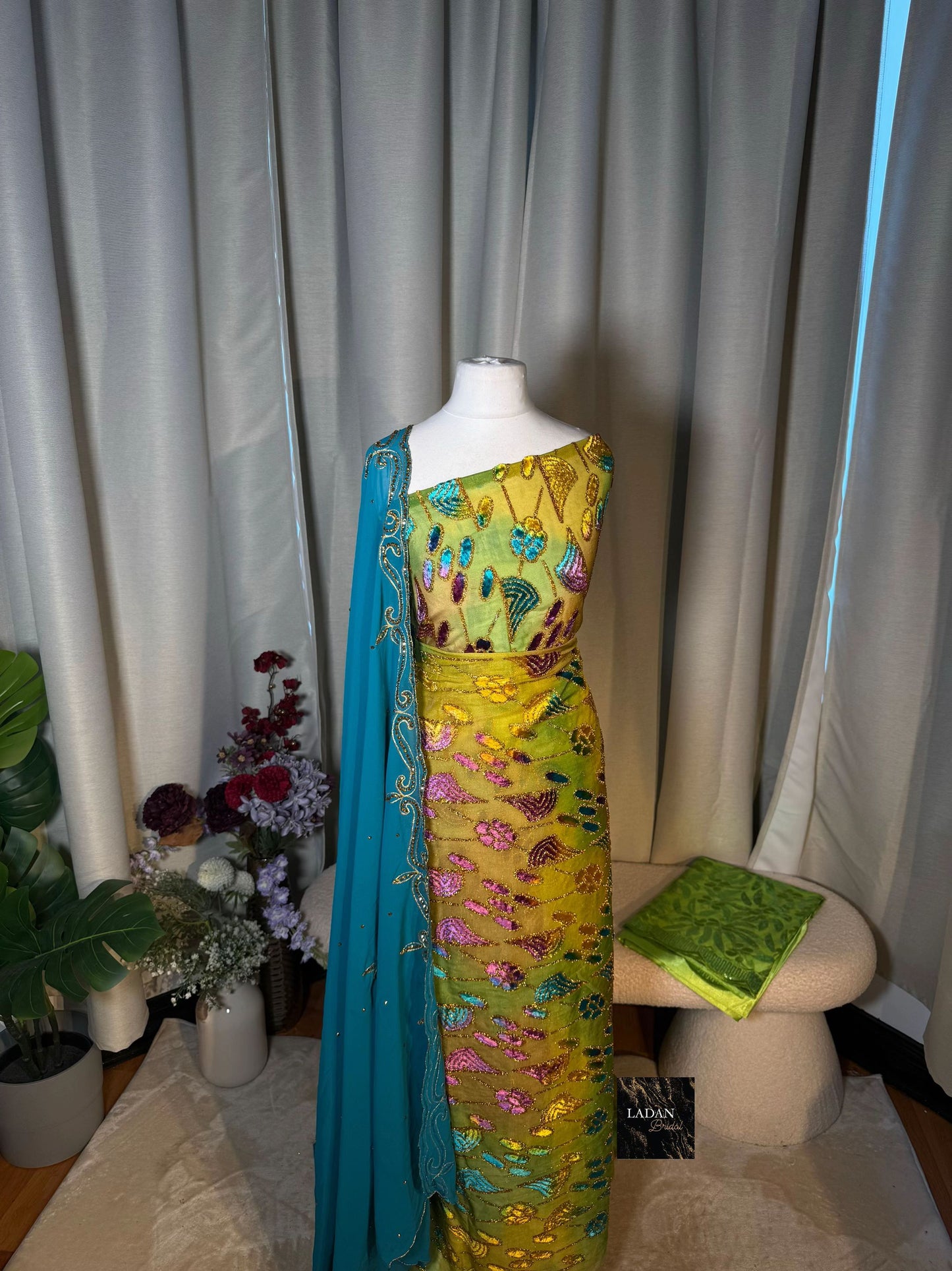 Leaf Maqbal Collection | Green, Blue and Purple Dirac Set