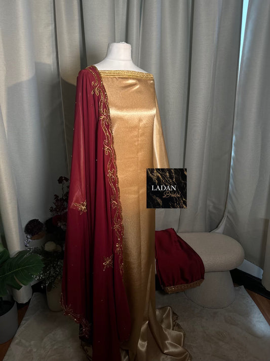 Embroidered Chiffon Gabasaar | Maroon
