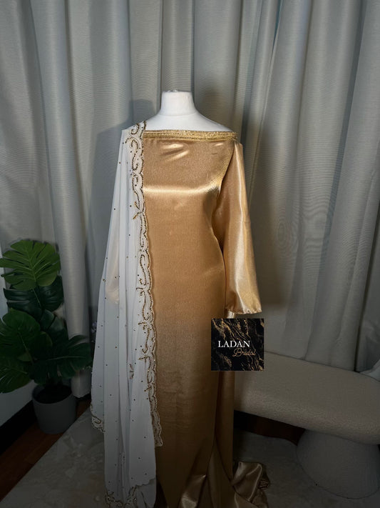 Bespoke Satin Bridesmaids Set - Chiffon Embroided Garbasaars | White