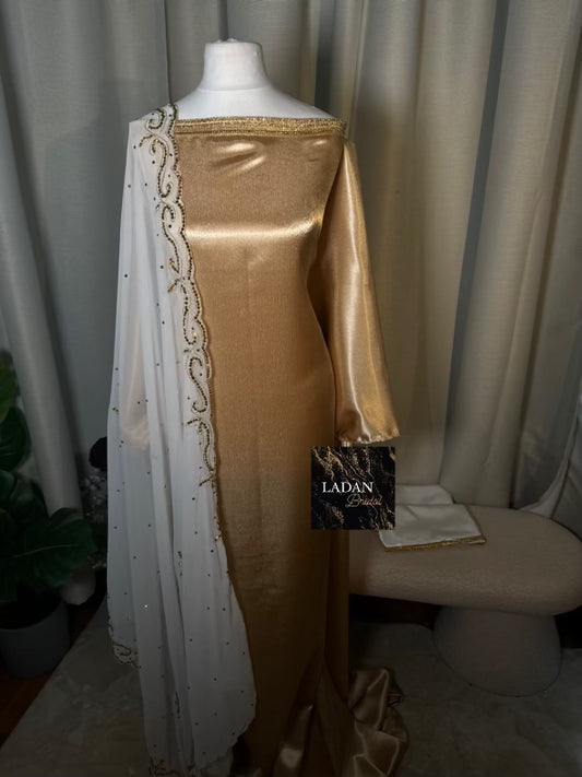 Embroidered Chiffon Gabasaar | White