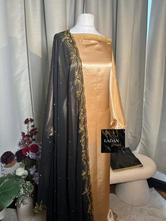 Embroidered Chiffon Gabasaar | Black