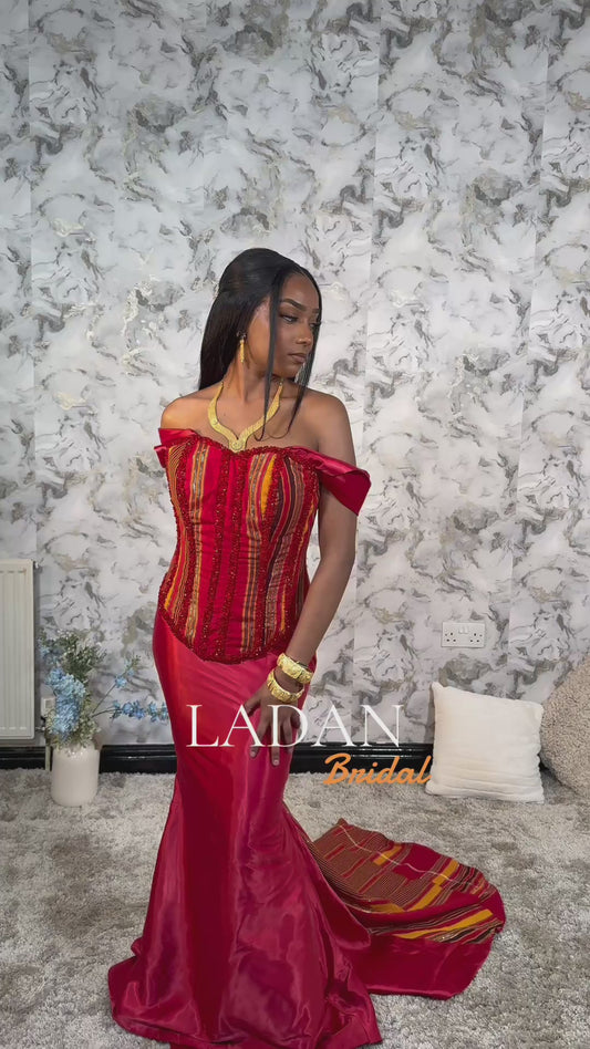 Hido iyo Dhaqan Bridal Corset Dress | Red | In Stock